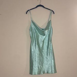 Cowl Neck Floral Jacquard Slip Dress Nasty Gal Mint/Light/Sage Green Satin